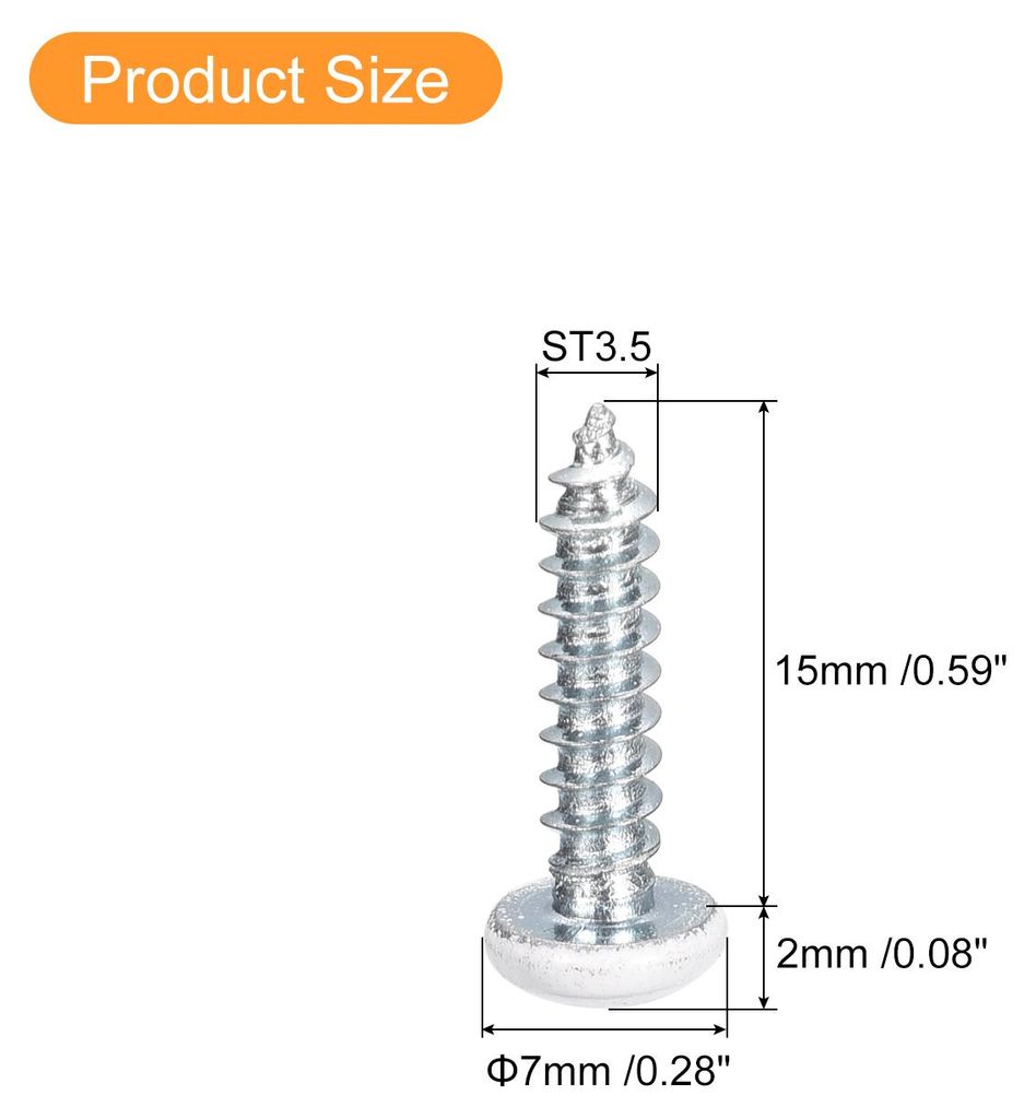 ST3.5x15mm 50Stk Wei?e Schrauben Senkkopf Holz Selbstschneidend Schrauben Pfanne Kopf Kreuzschlitz Holzschrauben fš¹r Holzarbeiten