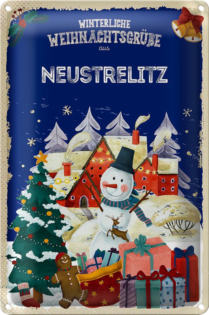 Blechschild Weihnachtsgrüße NEUSTRELITZ 18x12cm