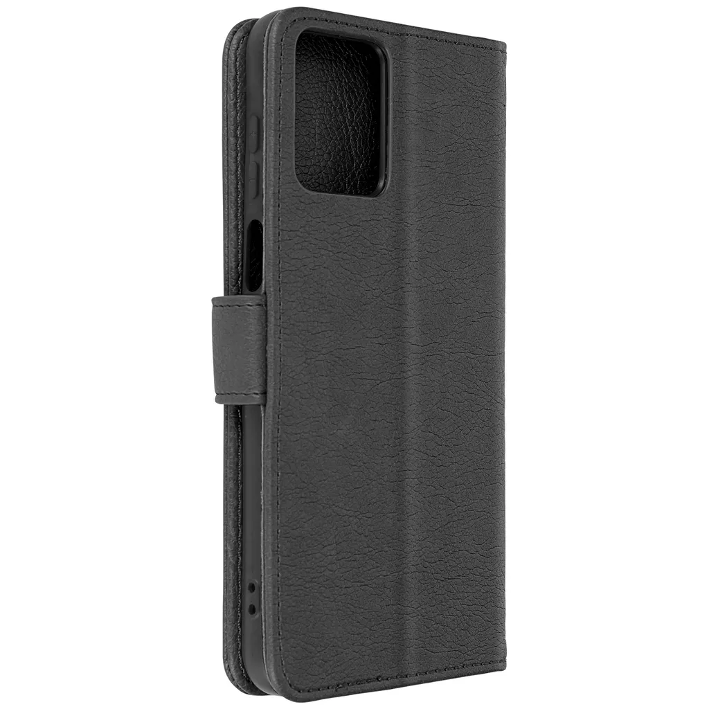 Custodia in Pelle finta con funzione di supporto per Motorola Moto G13, G23, G53 - Nero