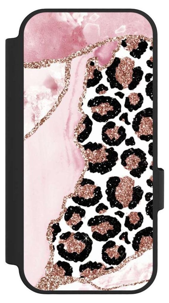 NIVOCASE Klapphülle für Google Pixel 10 Handyhülle aus Kunst Leder NIVOflip schwarz Glitzer Look Leopard Marmor