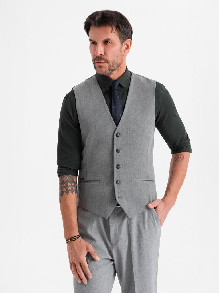 Ombre Clothing Pánská společenská vesta Gundulfo šedá S Obrázek produktu 