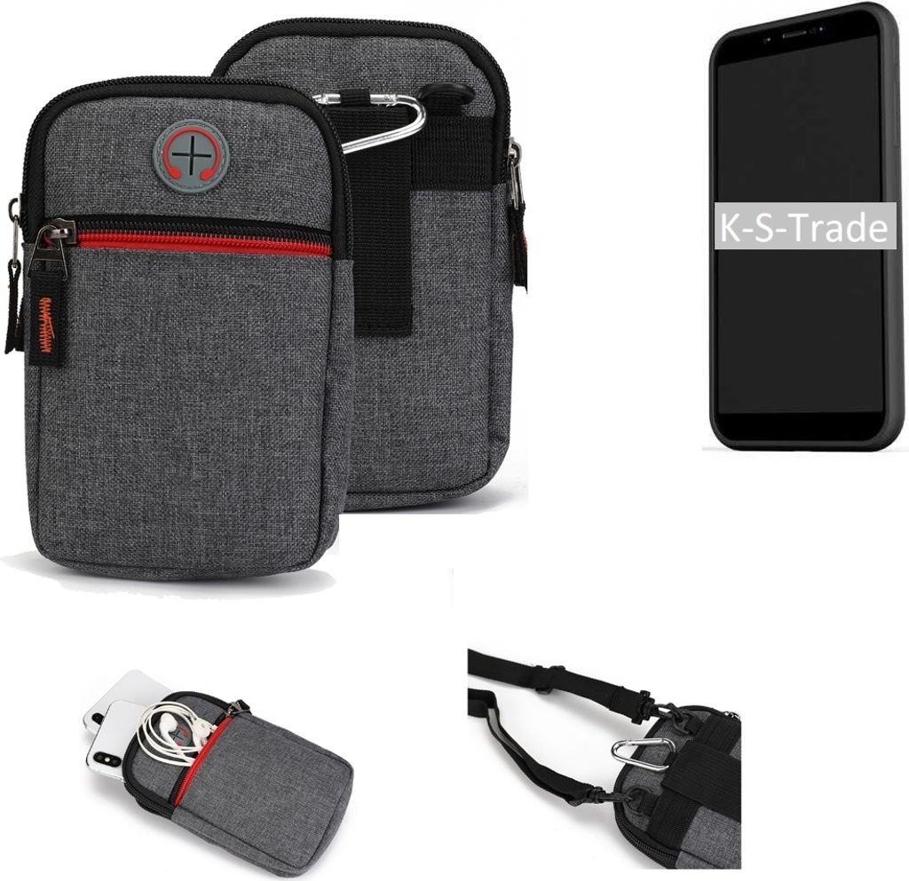 K-S-Trade Holster Gürtel Tasche kompatibel mit Shift 6mq Handy Tasche Schutz Hülle grau Zusatzfächer 1x