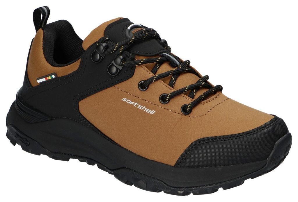 American Club HL222, Trekkingschuhe Softshell Material, Memory Foam System, leichte Wanderschuhe bequem, Camel 45