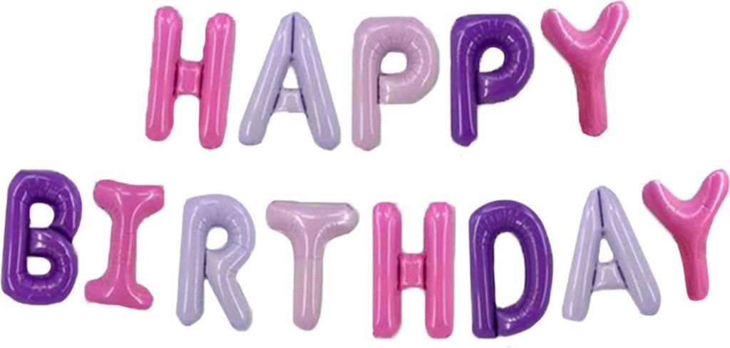 Folienballon Happy Birthday Girlande, bunt (lila, grau, Immagine del prodotto 
