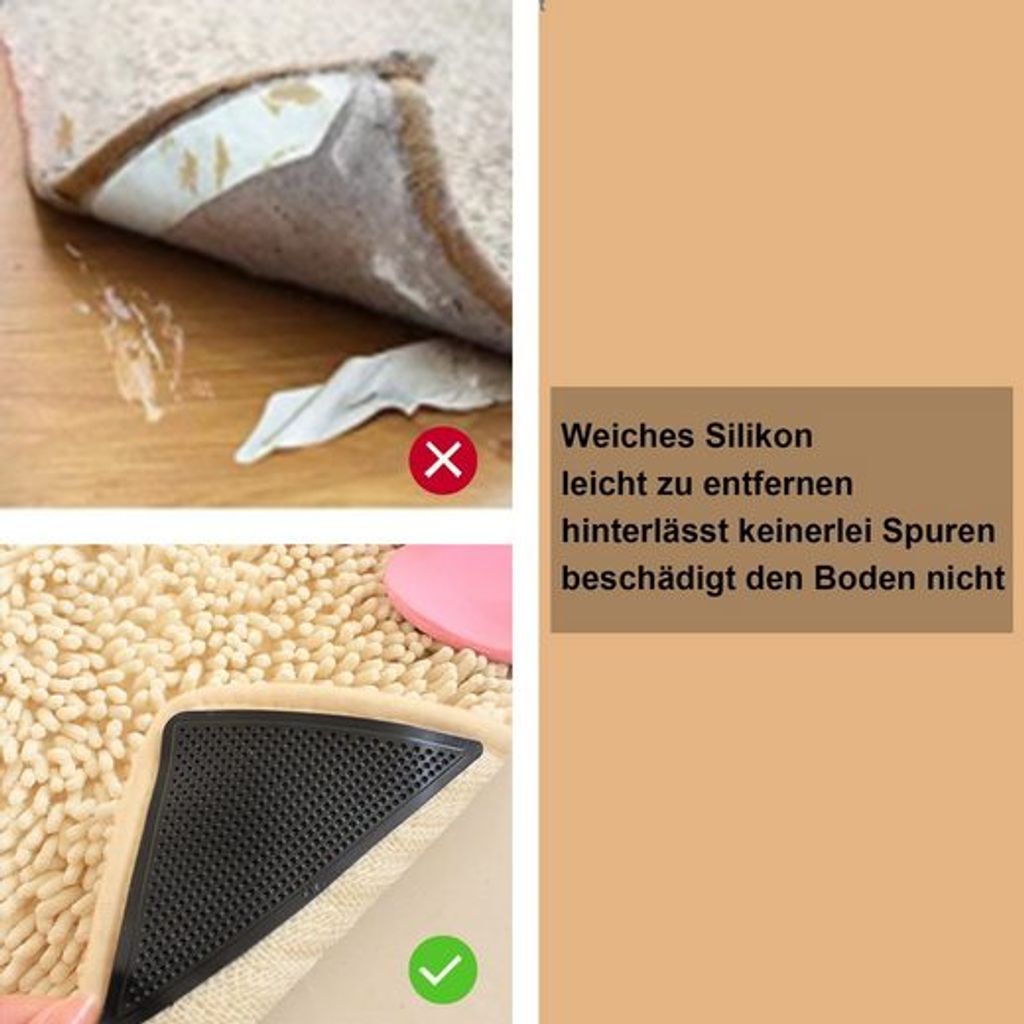 Zhufas 8er Set Teppich Anti-Rutschmatten - 10x10cm Sicherheitspads