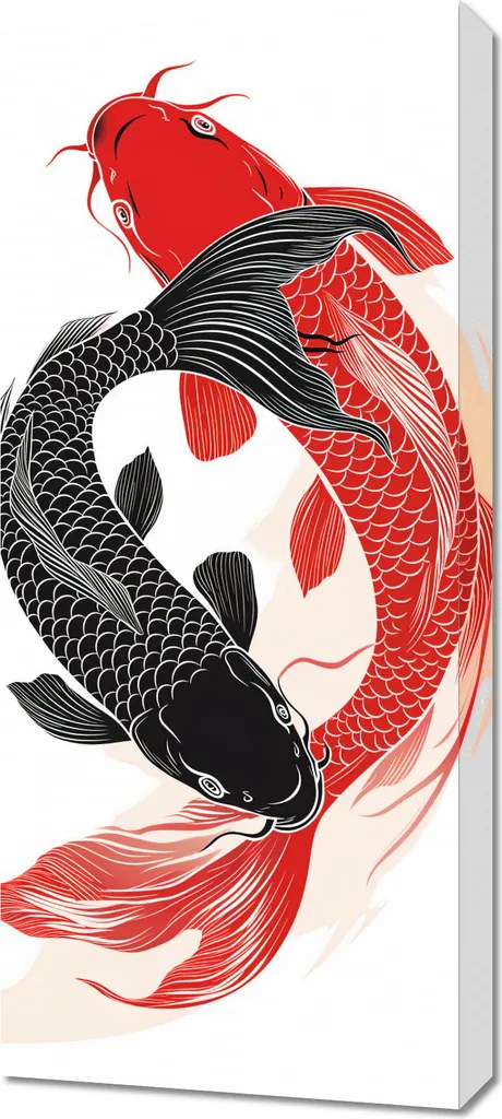 Décoration Murale Zen Yin et Yang Koi 40x90 cm - Tableau Salon Moderne