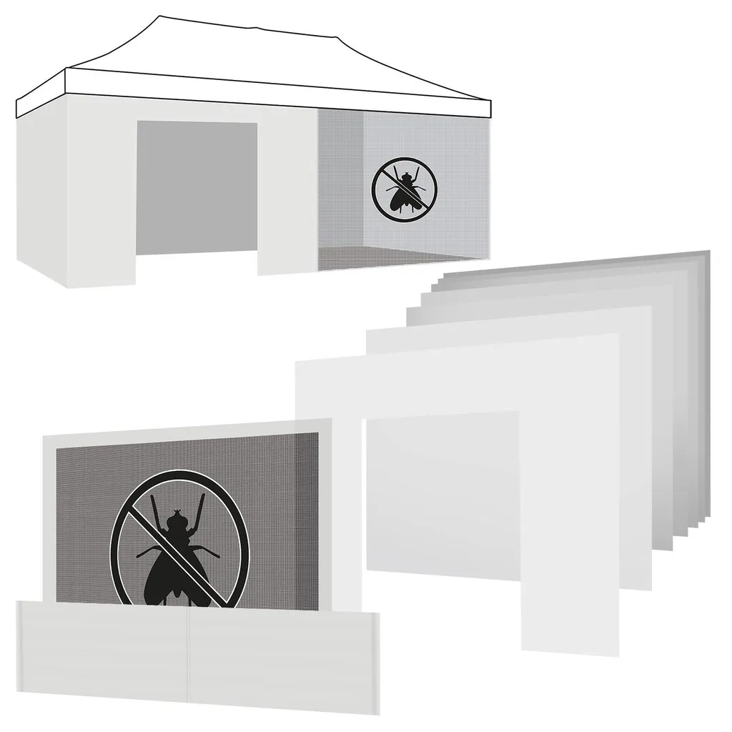 Housses de Rechange Gazebo 3x6M Blanc avec Porte Zippée et Moustiquaire