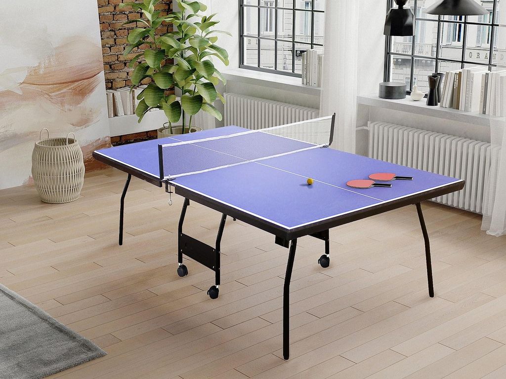 Klappbarer Tischtennistisch auf Rädern für den Innenbereich mit Zubehör - L 274 x B 152,5 x H 76 cm - GARRY