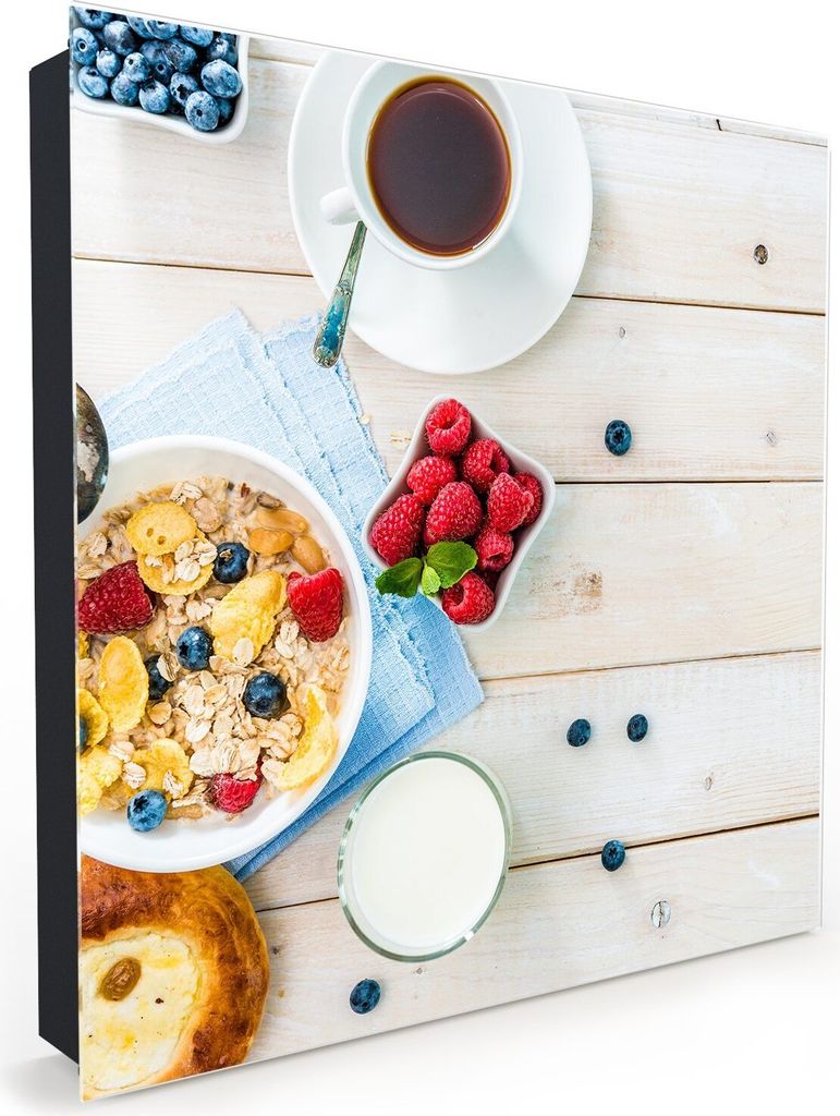 Nachbildung-Schlüsselkasten, Magnetpinnwand und Memoboard mit Glasfront Motiv Müsli und Beeren