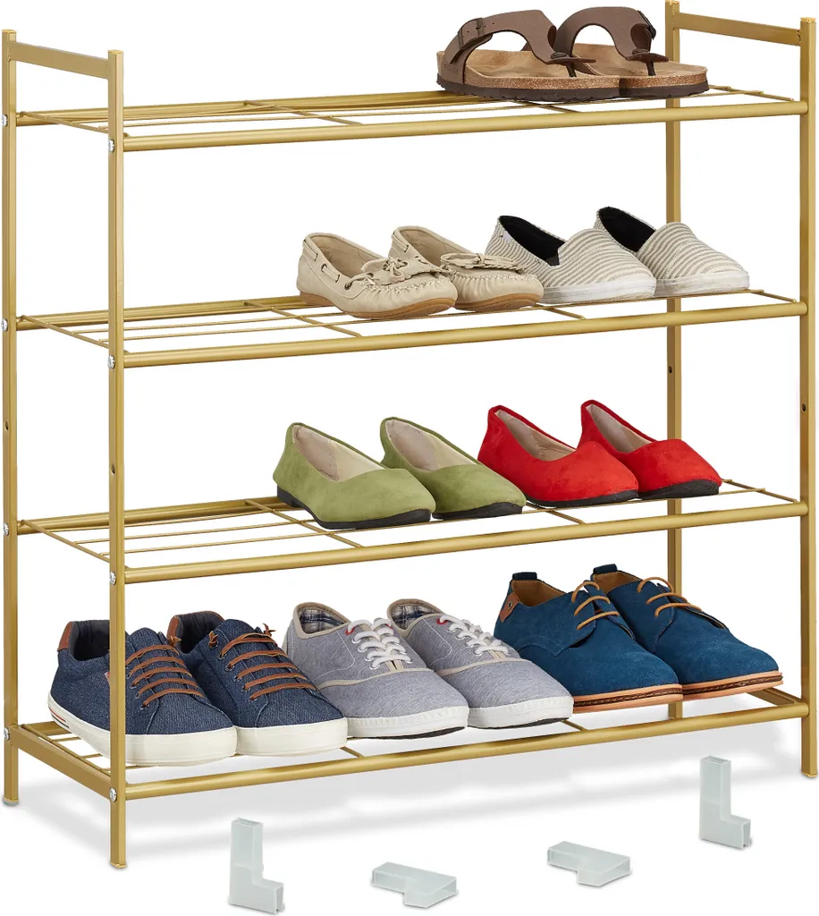 Rangement chaussures pour entrée étroite avec 4 étagères métal modulables