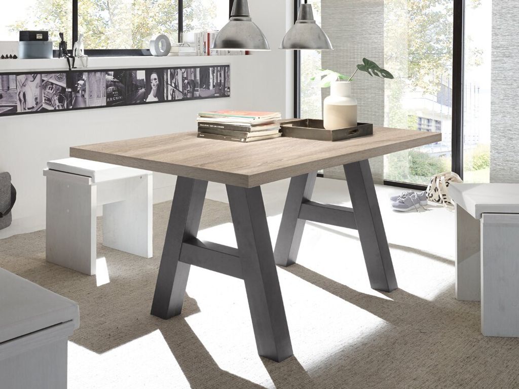 Esszimmertisch Esstisch 140x90 Mr. A Graphit Eiche sägerau