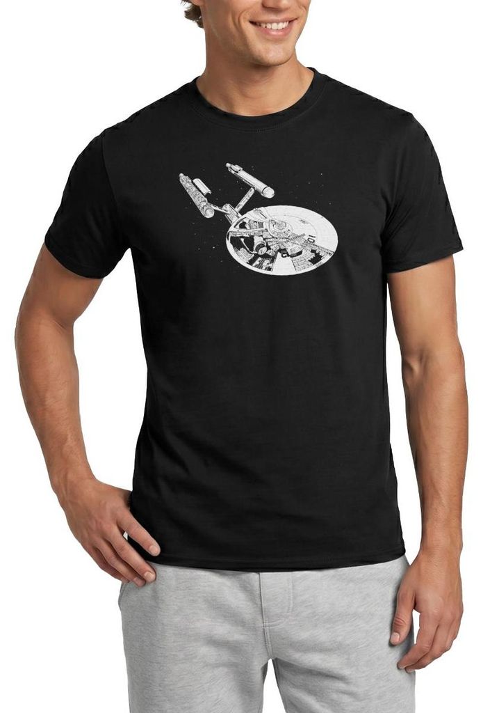 Spreadshirt Star Trek The Original Series USS Enterprise Männer T-Shirt, S, Schwarz