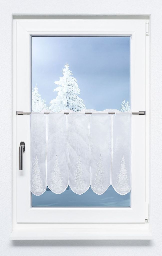 Scheibengardine Lysel - moderner Tannenbaum (Bx H) 105,6cm * 45cm silber/Silber