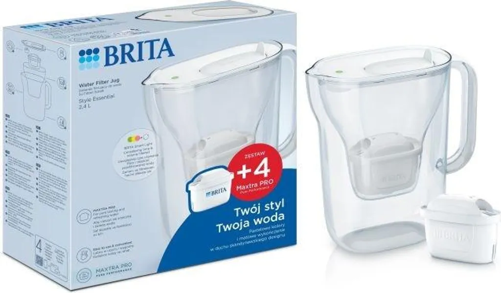 Brita Style Essential Blanche avec 4 Cartouches MAXTRA PRO PURE