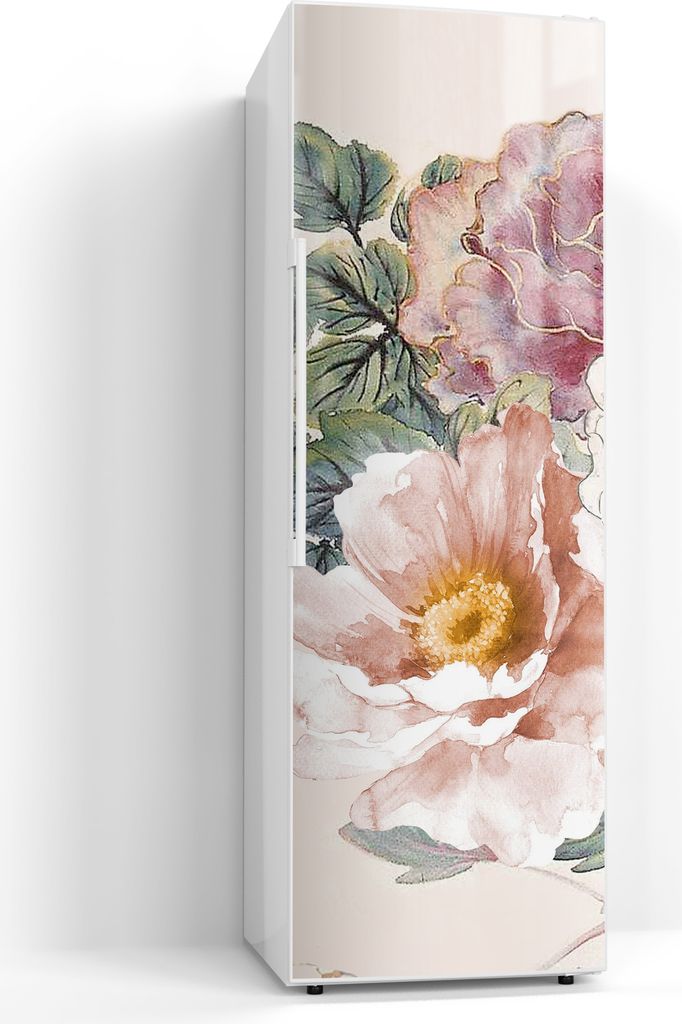 DEQORI Magnetmatte Kühlschrank Standard 60x180 cm 'Aquarellblütenzauber' Magnetfolie