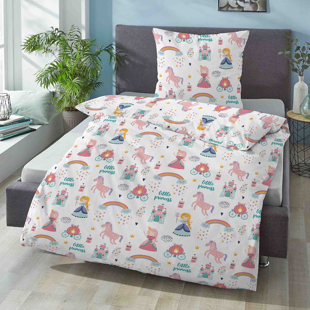 Biberna Feinbiber Bettwäsche Little Princess weiß 100x135 Produktbild 