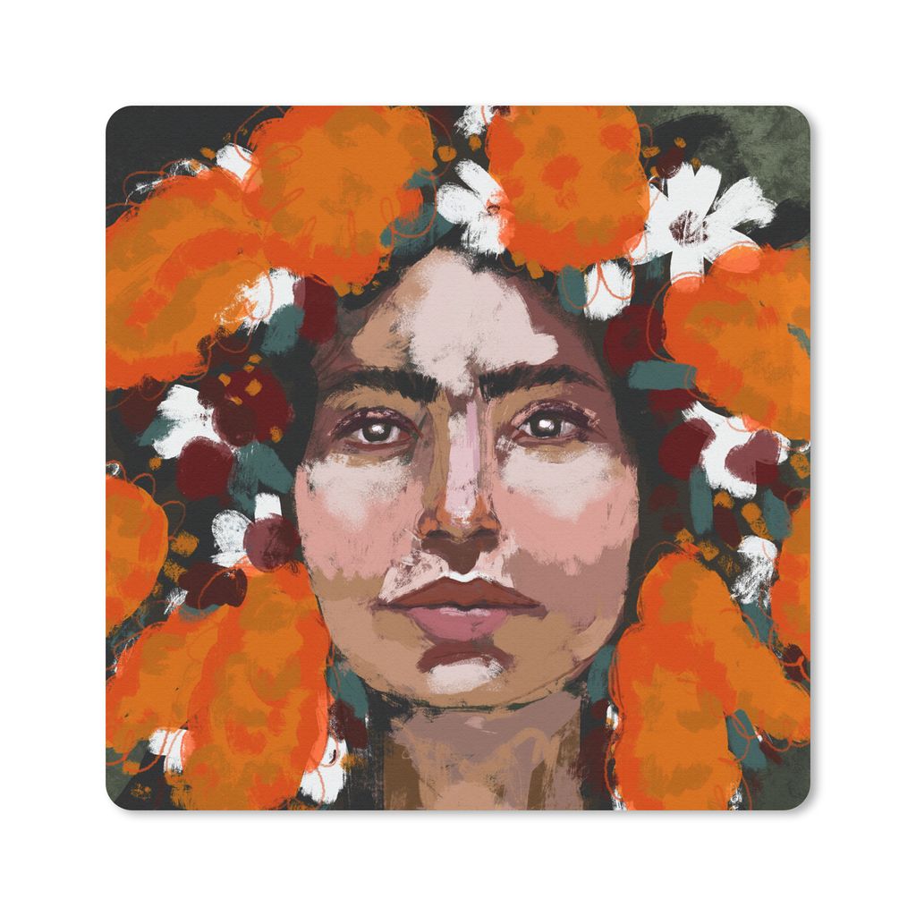 MuchoWow Mauspad Mousepad Abstrakt - Frau - Porträt - Gemälde 20x20 cm - Mousepads - Maus Mat - Pad - Mausunterlage - Desk Mat - Bureauartikeln