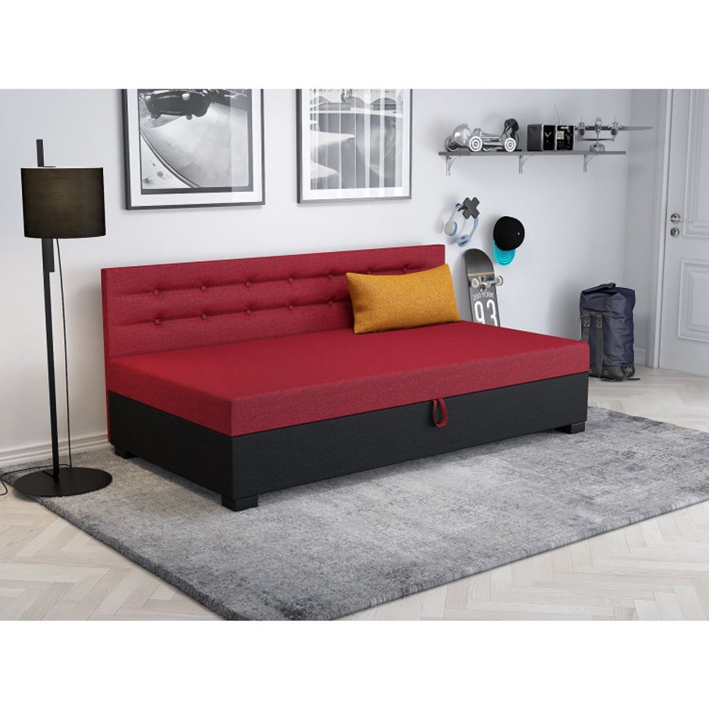 Einzelbett 120x195 NENCI 2 - rot/schwarz