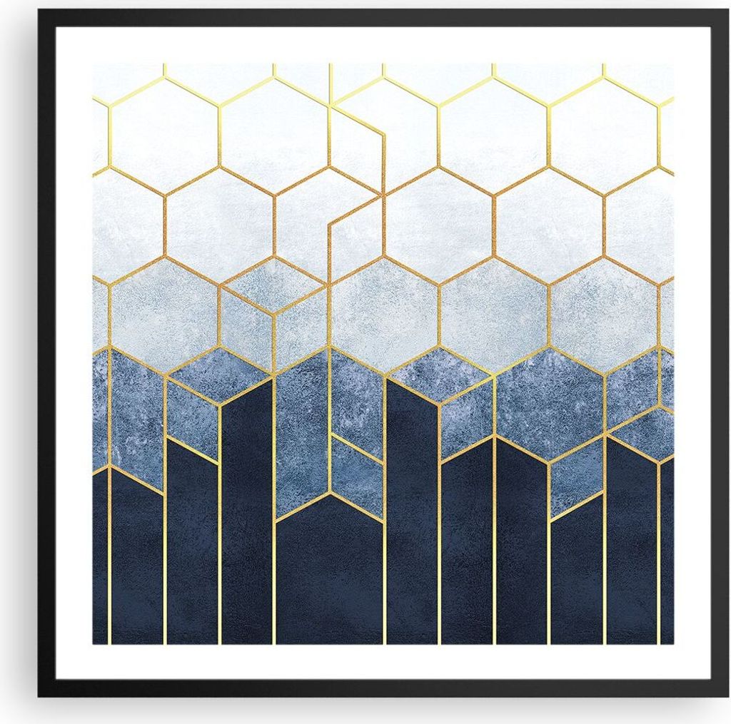 Gerahmtes Poster - Schwarzer Rahmen - Abstraktion Figuren Geometrisch - 60x60 cm - Wand Bild - Wanddeko - Wandbilder - Kunstposter - Wandposter - B...