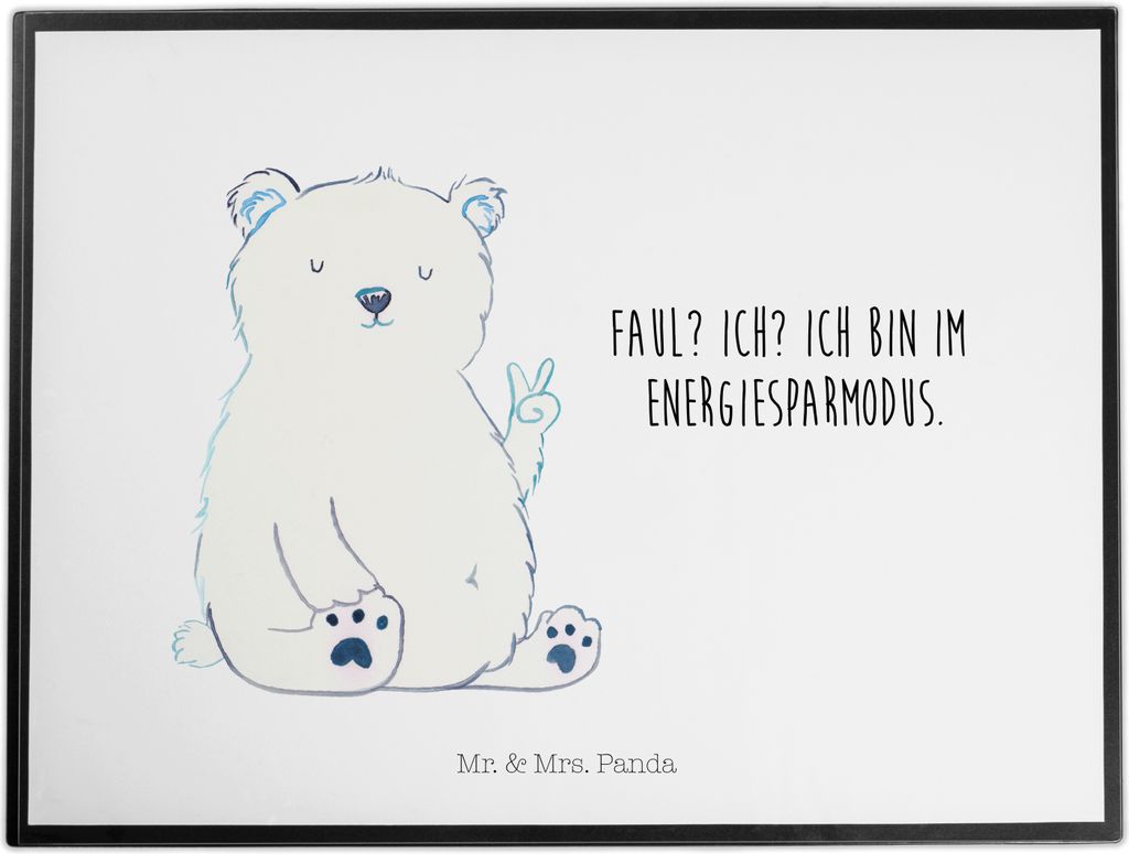 Mr. & Mrs. Panda Schreibunterlage Eisbär Faul - Weiß - Geschenk, Arbeit, Entspannen, schreibtischunterlagen, Unterlage Schreibtisch, schreibtisch...