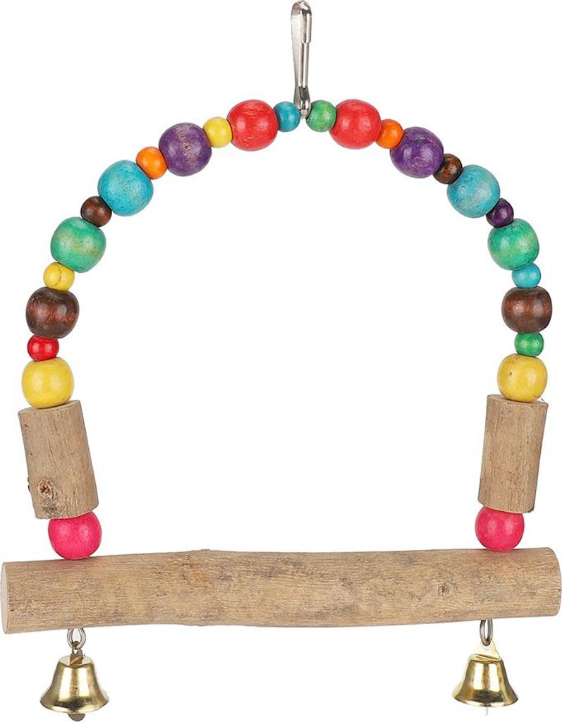 Kleine und mittelgroße Papageienschaukel aus Holz mit Haken zum Spielen und Beißen