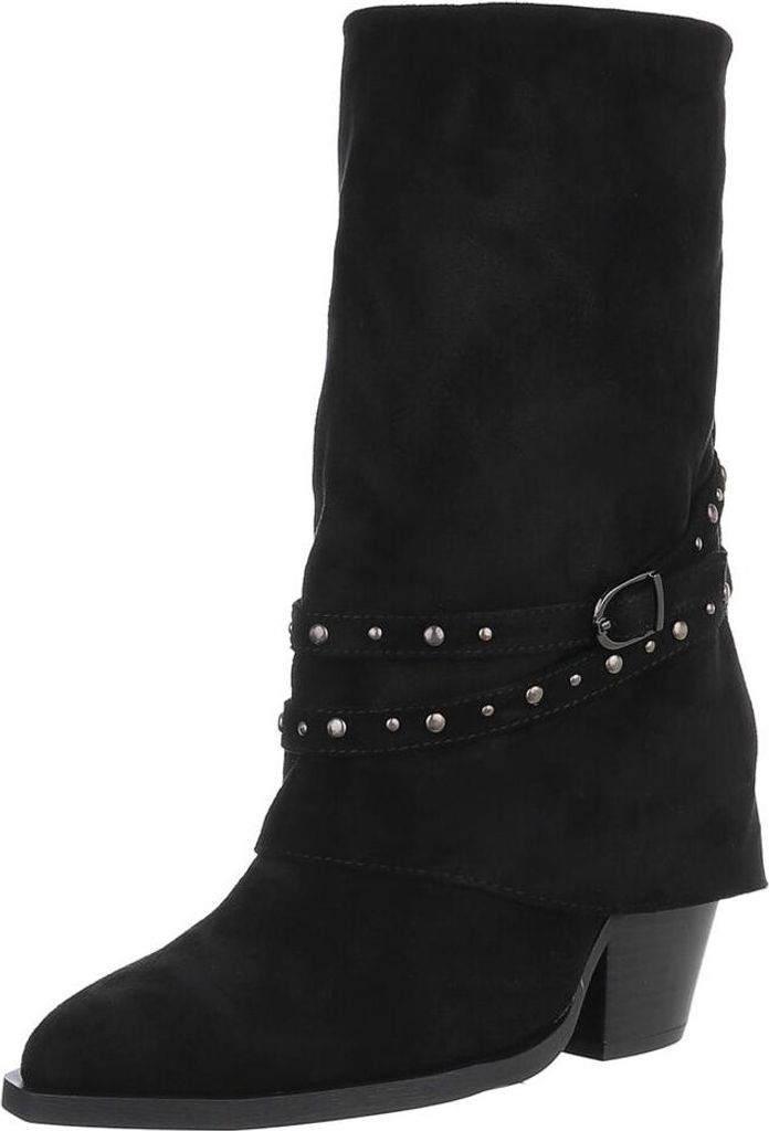 Ital-Design Damen Stiefel High-Heel Stiefel Wildlederoptik Western- & Bikerstiefel 90110053 Schwarz Gr. 37