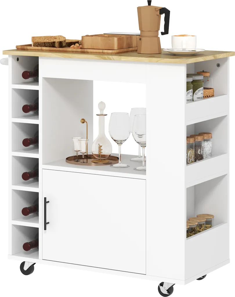Isola da Cucina HOMCOM Rovere 83cm - Carrello Portaoggetti Design