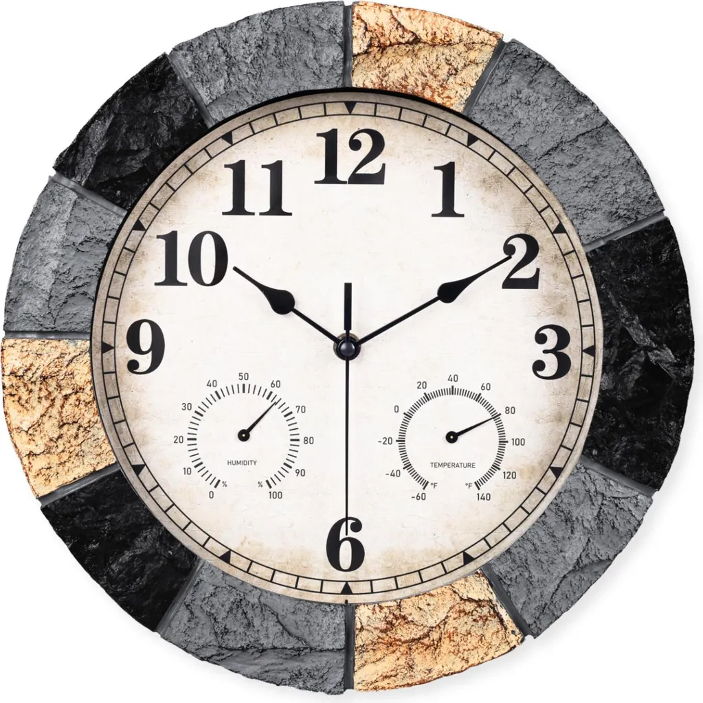 Horloge Murale pour Terrasse et Jardin SensaHome Ø33 cm Grise YS1002