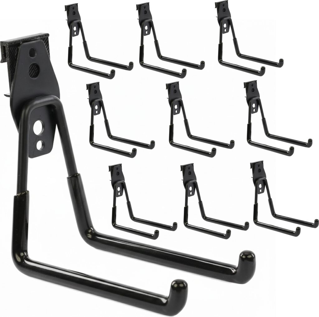 Set 10 Stck. Werkzeugwand Haken von BOTLE, Werkzeughaken, für Elektrowerkzeuge, "Geradeförmig" 13cm, stabil mit PVC-Ummantelung, für Garage, Wer...