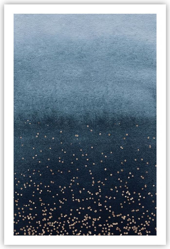 Poster - Poster ohne Rahmen - Blau Golden Hintergrund - 61x91,5 cm - Wand Bild - Wanddeko - Wandbilder - Kunstposter - Wandposter - Bilder - Kunstd...