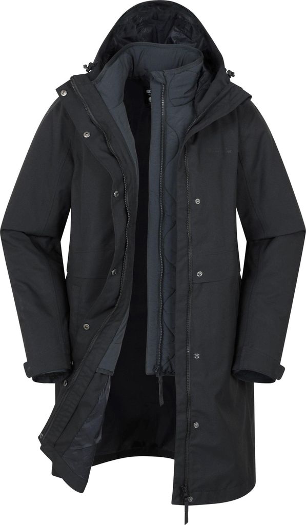 Mountain Warehouse - "Luna" Jacke, wasserfest für Damen, 3 in 1, Lang MW4877 (40 DE) (Schwarz)