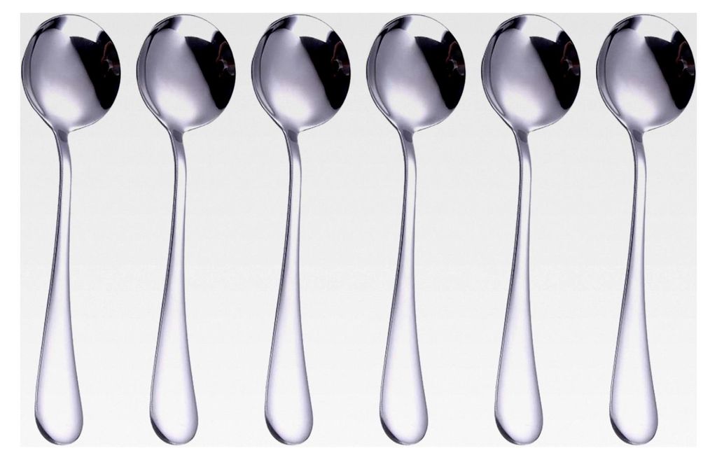 6-teiliges Esslöffel-Set 19 cm aus Edelstahl, polierte Oberfläche und spülmaschinenfest
