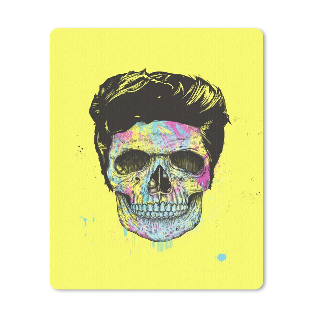 MuchoWow Mauspad Mousepad Totenkopf - Frisur - Gelb - Regenbogen - Totenkopf 19x23 cm - Mousepads - Maus Mat - Pad - Mausunterlage - Mauspads - S...