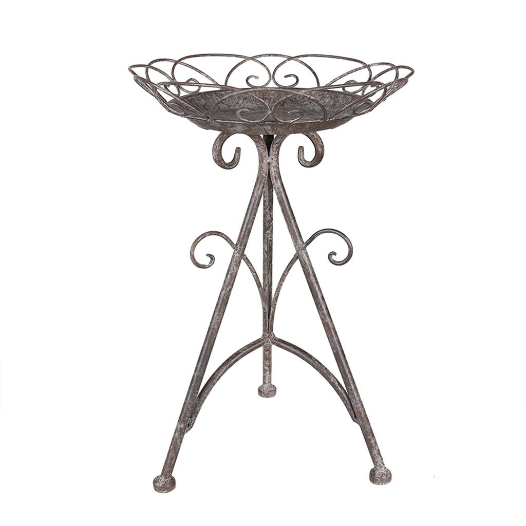 Clayre & Eef Pflanztisch Ø 27x40 cm Braun Grau Metall Produktbild 