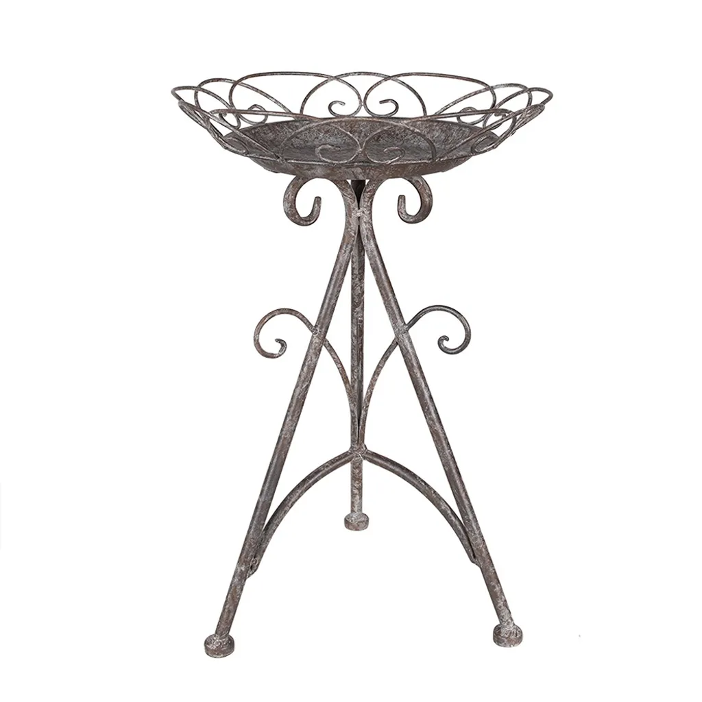 Clayre & Eef Table à plantes Ø 27x40 cm en Métal Brun Gris Vintage