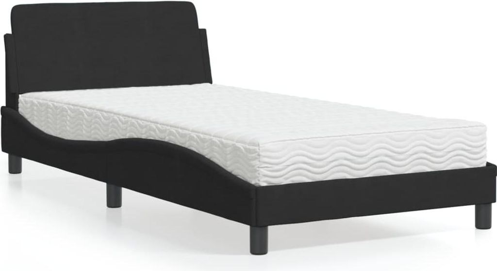 vidaXL Bett mit Matratze "Dover" Schwarz 100x200 cm Samt