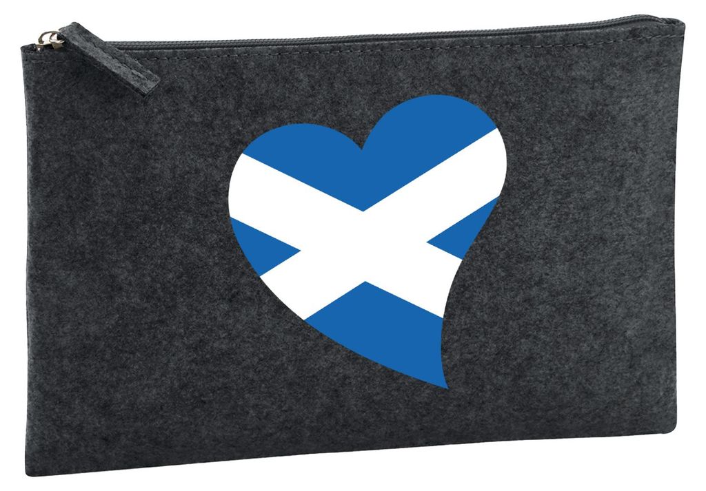 Huuraa Kulturbeutel Schottland Flagge Herz 1 Liter Charcoal Filz Kosmetiktasche Geschenkidee