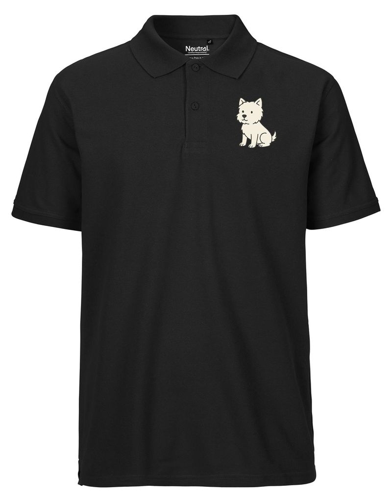 Huuraa Herren Polo Shirt West Highland White Terrier Comic Westie 3XL Black Bio Baumwolle Fairtrade Poloshirt Geschenkidee
