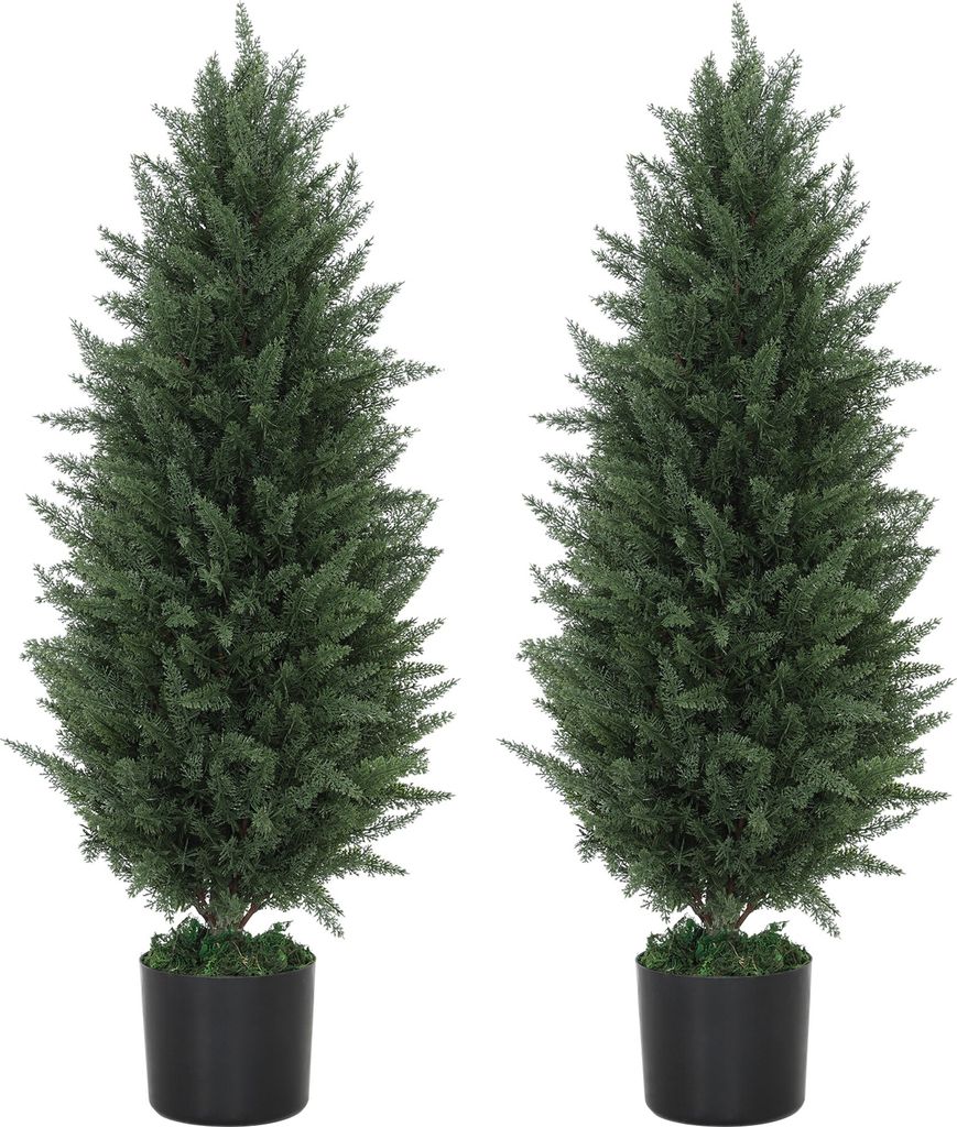 HOMCOM Zestaw 2 dużych, 90 cm, sztucznych cyprysów, Zdjęcie produktu 