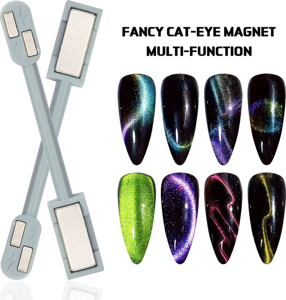 Doppelkopf-Nagelkunst-Magnetstab, Katzenaugen-Nagelgel, Nagelmagnetstreifen, 3D-Linienstreifeneffekt, Maniküre-Werkzeug, Nagelzubehör