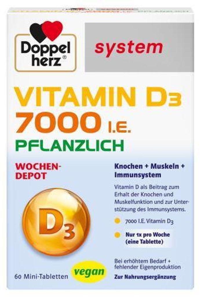 Doppelherz Vitamin D3 7000 I.E. pflanzlich sys.Tab 60 St