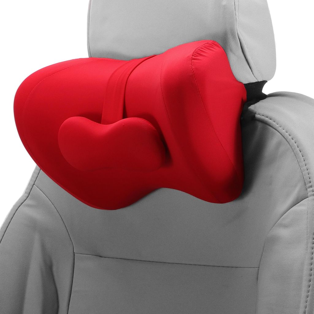Auto Nackenkissen Ergonomisch Bequemes Nackenstützkissen Milchseidenstoff Und Memory Schaum Verstellbare Breite Rot Set Von 1 Zum Fahren