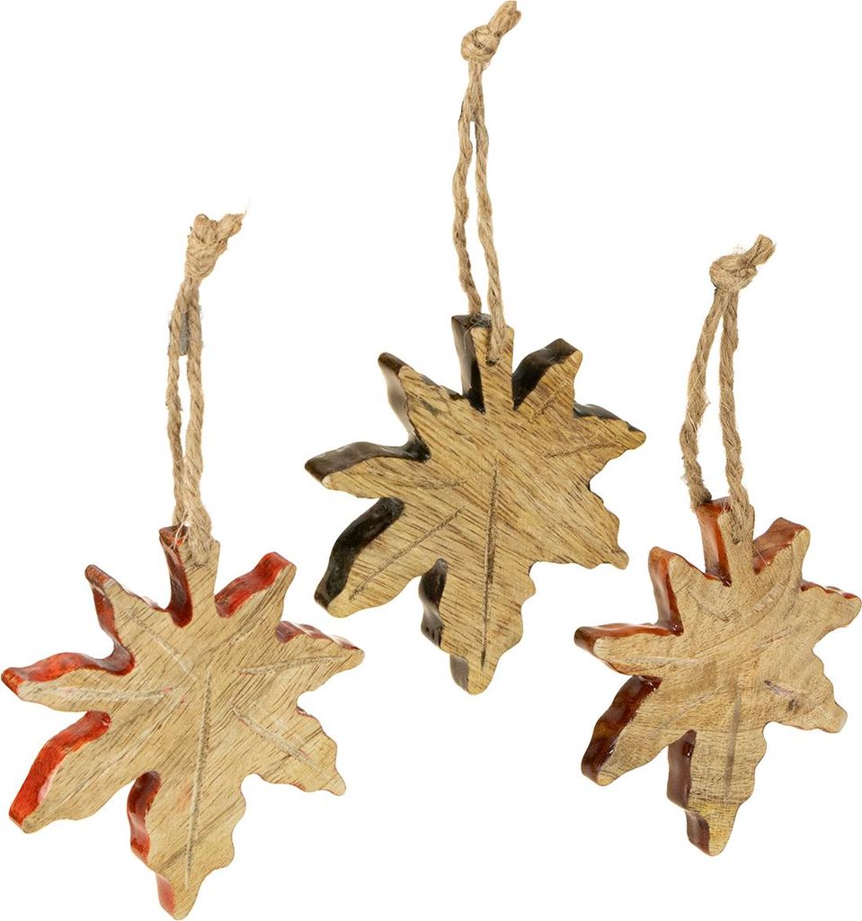 Herbstliche Holzdeko Ahornblatt für Fenster und Tisch, 6 Stück