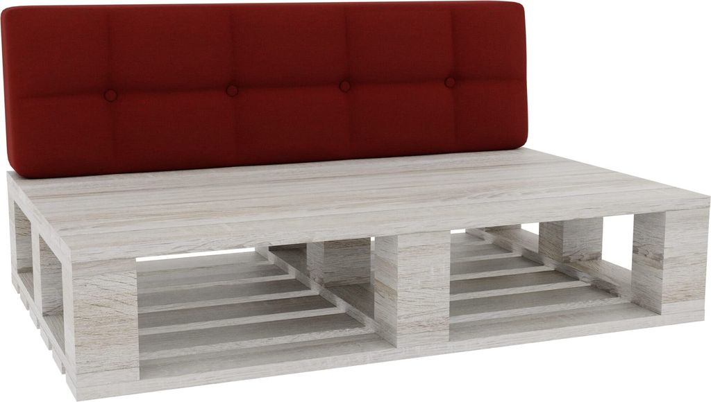 Palettenkissen, Palettenauflagen Sitzkissen Rückenlehne Gesteppt PFG (Rückenlehne 120x40, Burgund)