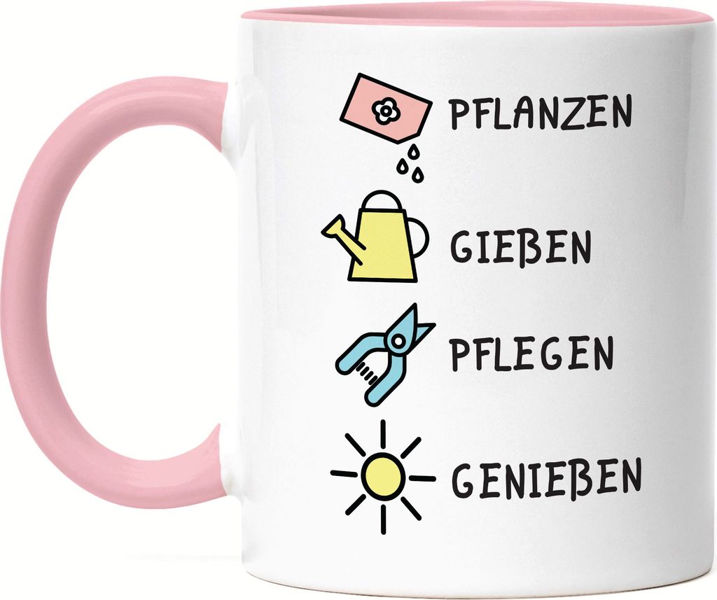 Pflanzen Gießen Pflegen Genießen Tasse Rosa Hobby-Gärtner Pflanzen Garten Blumen Geschenkidee