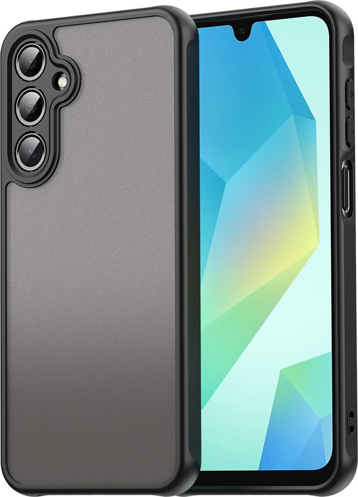 Matt Hülle für Samsung Galaxy A16 5G mit Kameraschutz, Transluzente Matt Rückseite Stoßfeste Handyhülle Schwarz