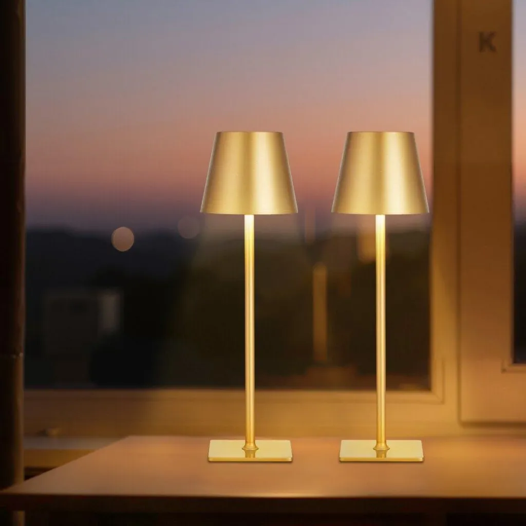Lampe de bureau sans fil or : Duo de lampes de table rechargeables