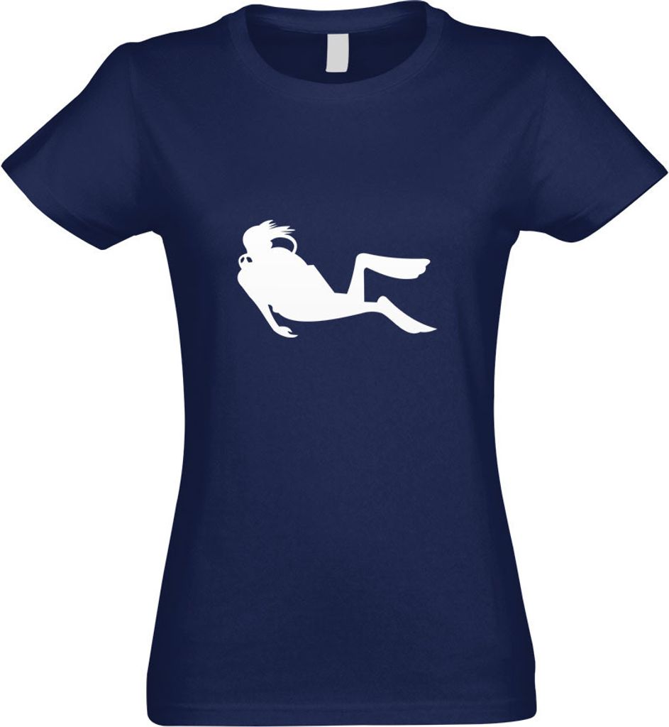 Kiwistar - T-Shirt tailliert - Damen - Navy - Taucher - mit Motiv Bedruckt - Funshirt Design - Sport - Freizeit - Damen - XL