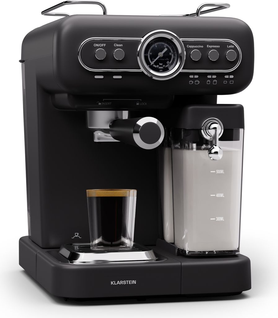 Klarstein Espresso Siebträgermaschine mit Milchaufschäumer, Produktbild 