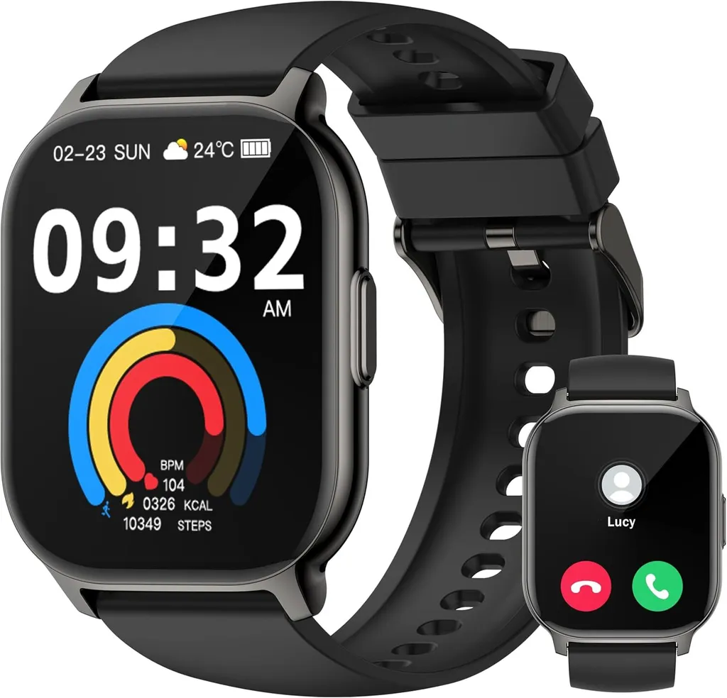 Smartwatch per uomini e donne, smartwatch HD da 2,1 pollici con chiamata Bluetooth, 110+ sport, frequenza cardiaca, pedometro, impermeabile, IP68